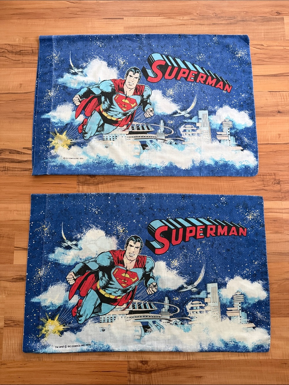 Set of 2 ~ VINTAGE 1978 DC Comics Inc. Superman Bedding Standard Pillow Cases